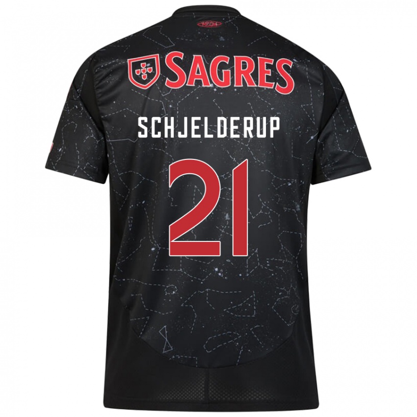 Femme Maillot Andreas Schjelderup #21 Noir Rouge Tenues Extérieur 2024/25 T-Shirt Belgique