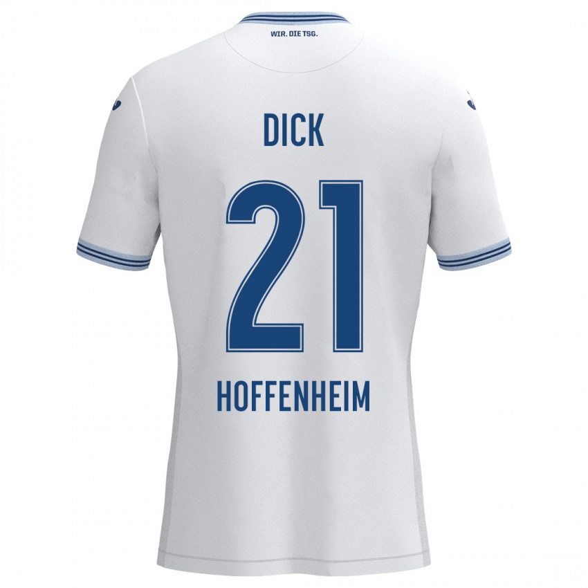 Damen Laura Dick #21 Weiß Blau Auswärtstrikot Trikot 2024/25 T-Shirt Belgien