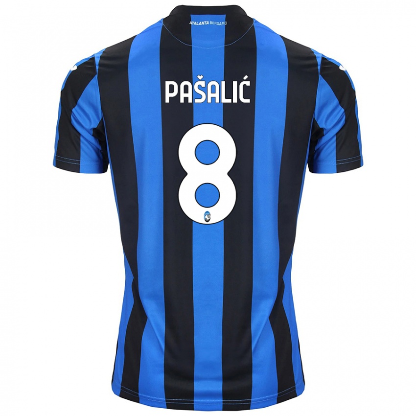 Enfant Maillot Mario Pasalic #8 Bleu Noir Tenues Domicile 2024/25 T-Shirt Belgique