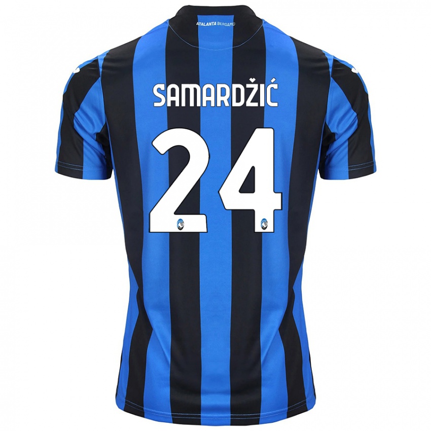 Enfant Maillot Lazar Samardžić #24 Bleu Noir Tenues Domicile 2024/25 T-Shirt Belgique