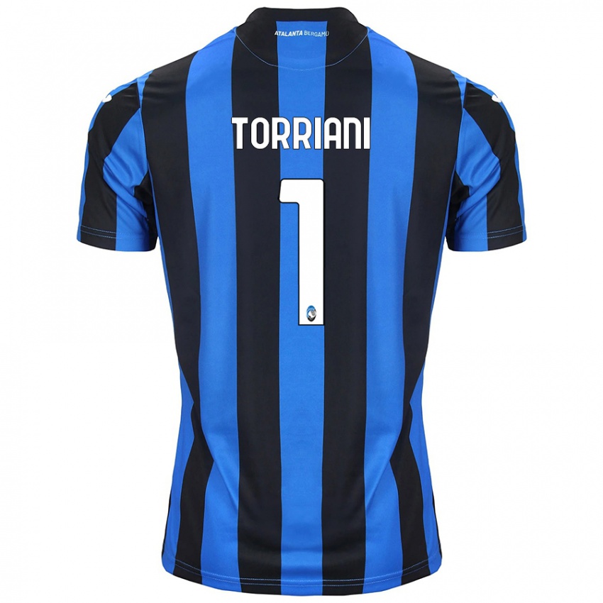 Enfant Maillot Andrea Torriani #1 Bleu Noir Tenues Domicile 2024/25 T-Shirt Belgique