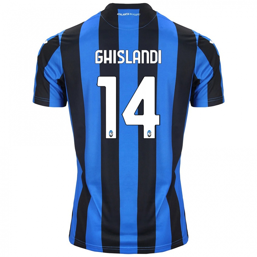 Enfant Maillot Davide Ghislandi #14 Bleu Noir Tenues Domicile 2024/25 T-Shirt Belgique