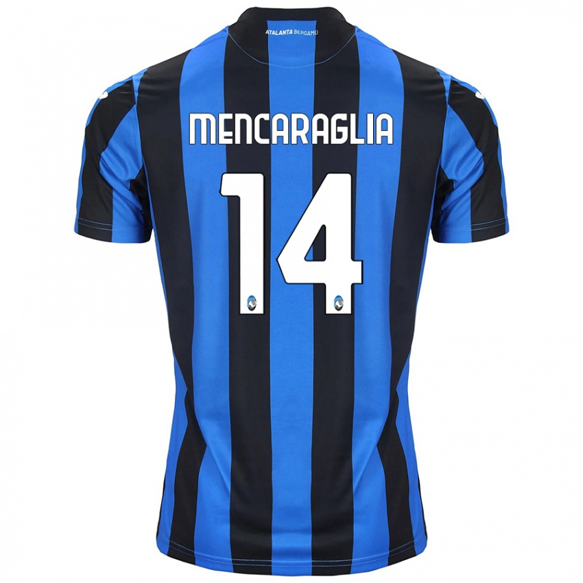 Enfant Maillot Filippo Mencaraglia #14 Bleu Noir Tenues Domicile 2024/25 T-Shirt Belgique