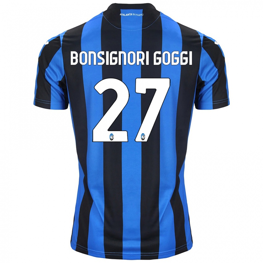 Enfant Maillot Lorenzo Bonsignori Goggi #27 Bleu Noir Tenues Domicile 2024/25 T-Shirt Belgique