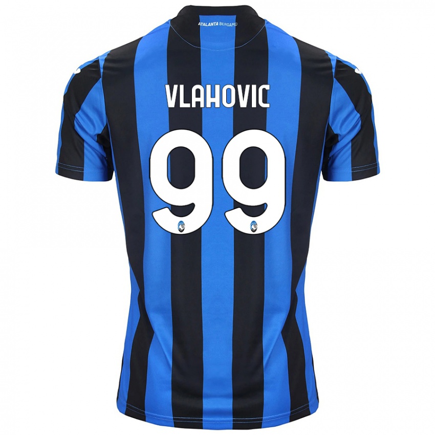 Enfant Maillot Vanja Vlahovic #99 Bleu Noir Tenues Domicile 2024/25 T-Shirt Belgique