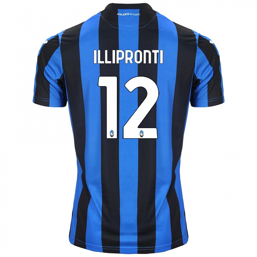 Enfant Maillot Filippo Illipronti #12 Bleu Noir Tenues Domicile 2024/25 T-Shirt Belgique