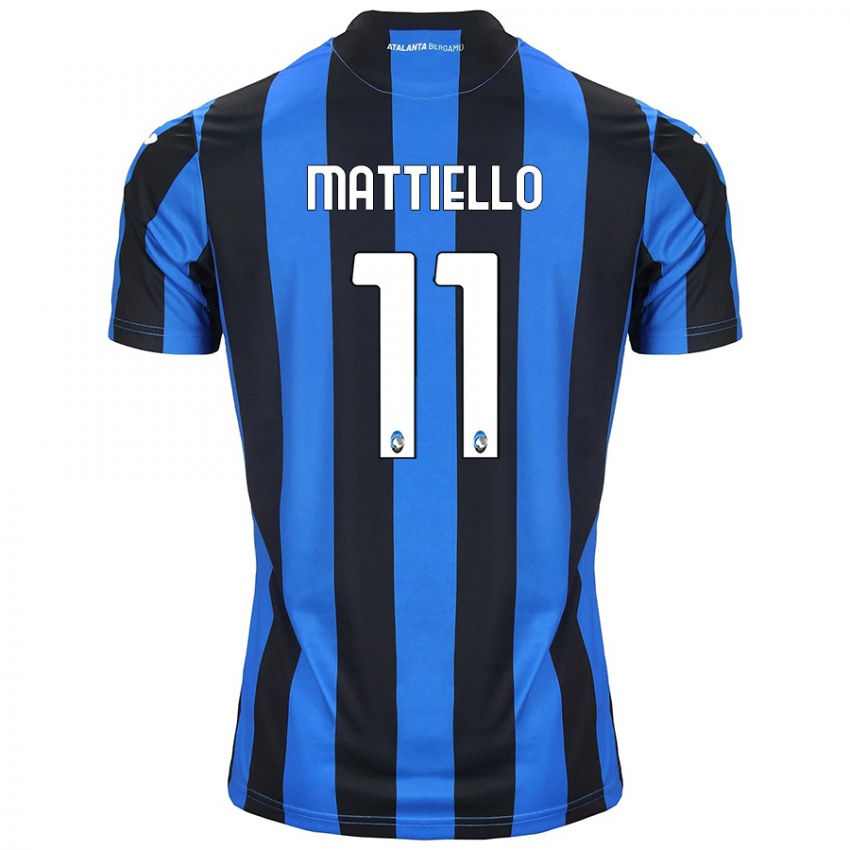 Enfant Maillot Federico Mattiello #11 Bleu Noir Tenues Domicile 2024/25 T-Shirt Belgique