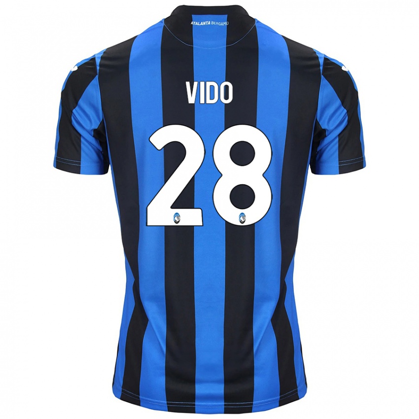 Enfant Maillot Luca Vido #28 Bleu Noir Tenues Domicile 2024/25 T-Shirt Belgique