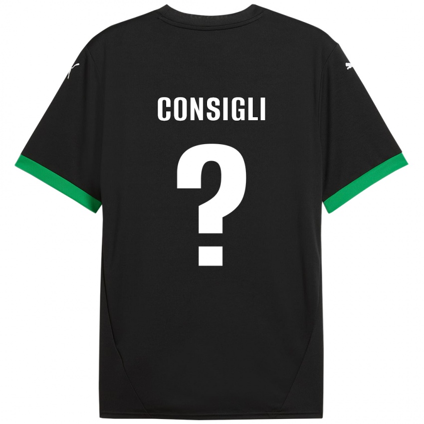 Kinderen Andrea Consigli #0 Zwart Donkergroen Thuisshirt Thuistenue 2024/25 T-Shirt België