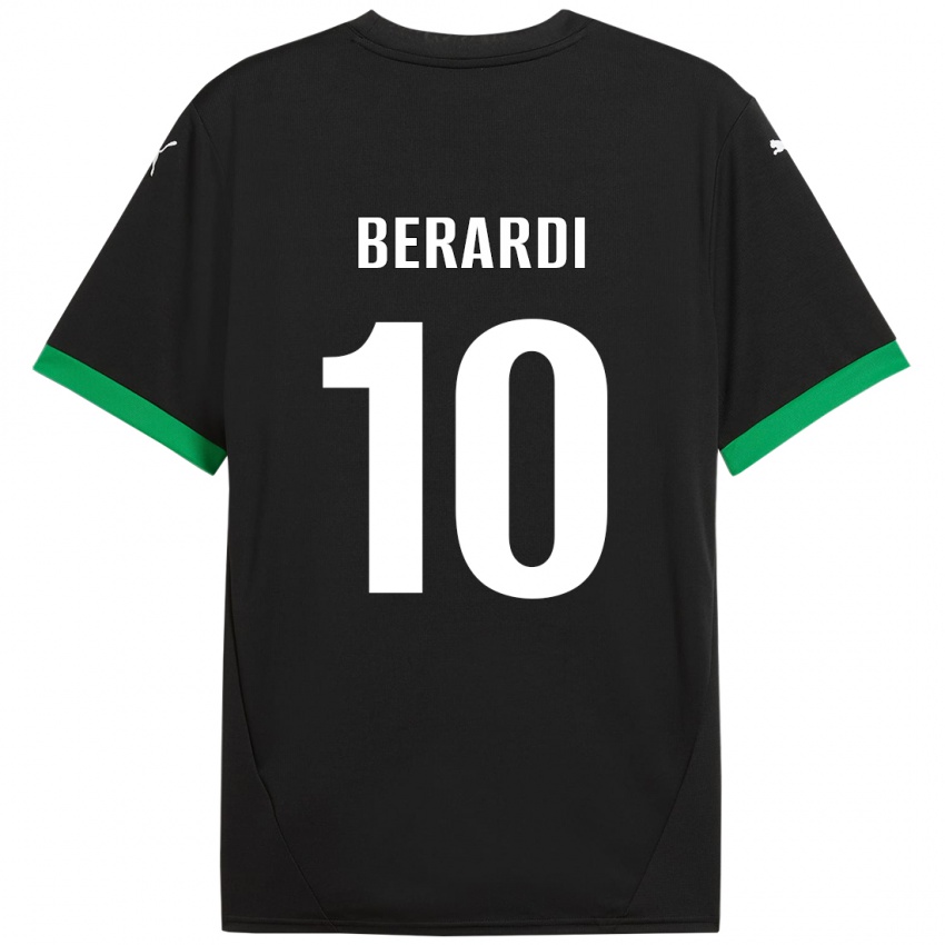 Enfant Maillot Domenico Berardi #10 Noir Vert Foncé Tenues Domicile 2024/25 T-Shirt Belgique