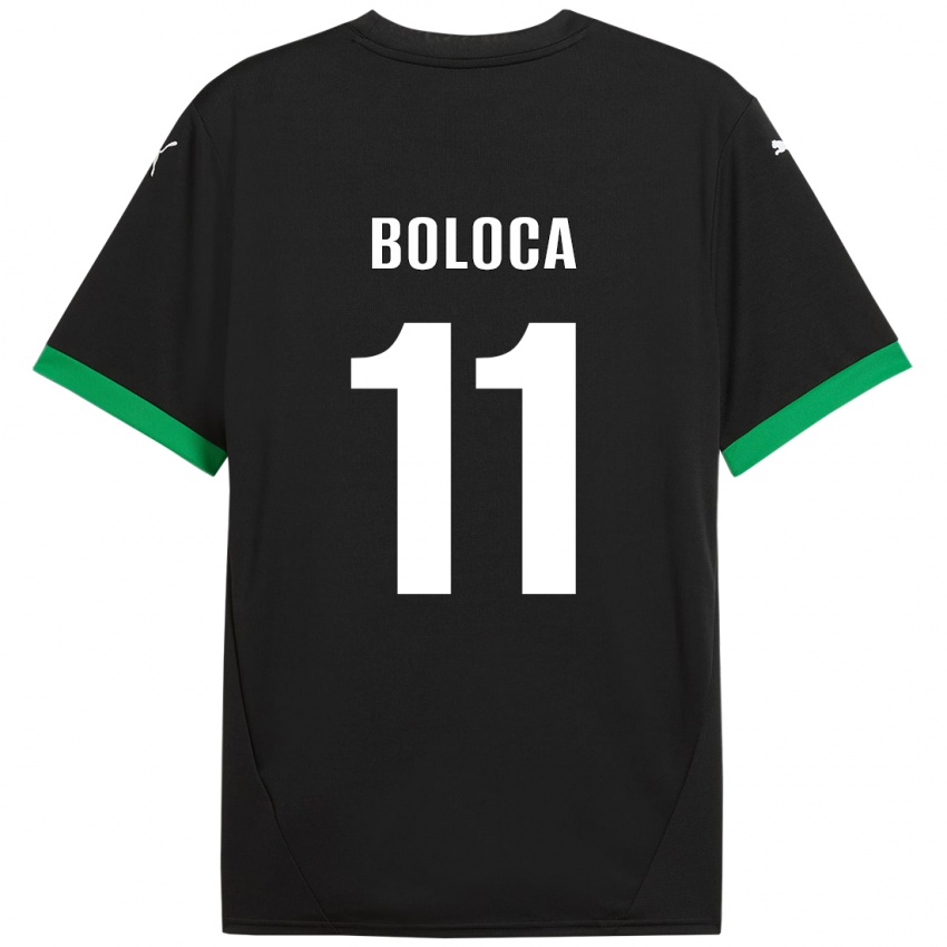 Enfant Maillot Daniel Boloca #11 Noir Vert Foncé Tenues Domicile 2024/25 T-Shirt Belgique