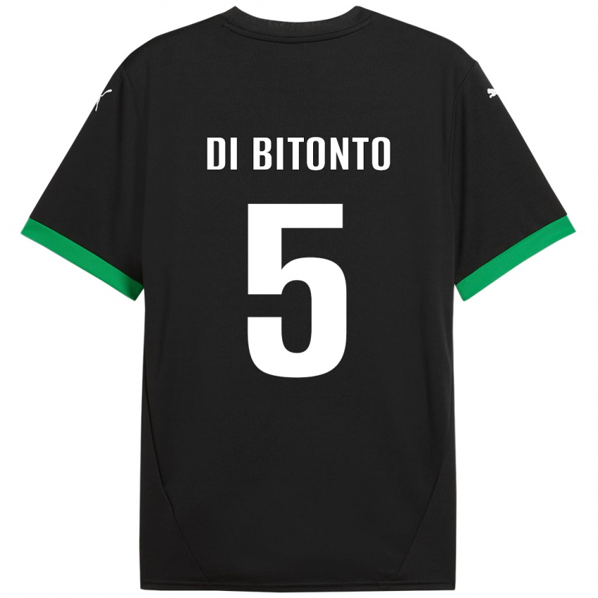 Kinderen Alessandro Di Bitonto #5 Zwart Donkergroen Thuisshirt Thuistenue 2024/25 T-Shirt België