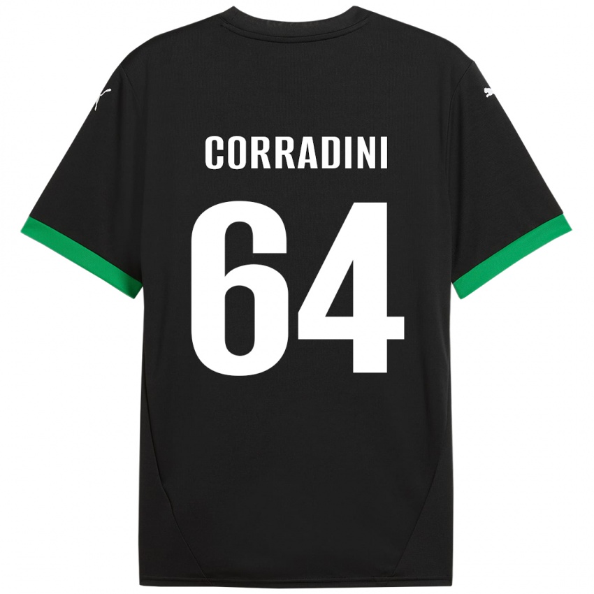 Kinderen Francesco Corradini #64 Zwart Donkergroen Thuisshirt Thuistenue 2024/25 T-Shirt België