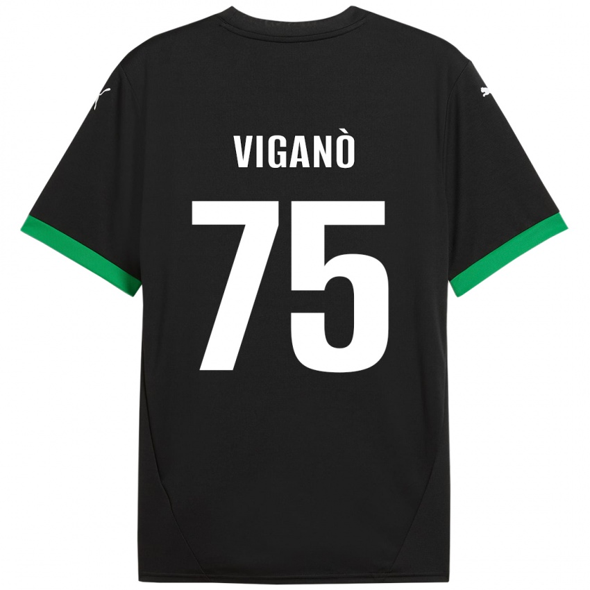 Kinderen Lorenzo Viganò #75 Zwart Donkergroen Thuisshirt Thuistenue 2024/25 T-Shirt België