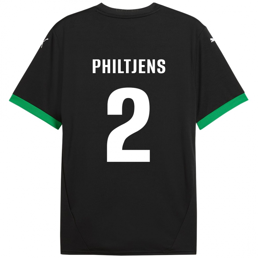 Kinderen Davina Philtjens #2 Zwart Donkergroen Thuisshirt Thuistenue 2024/25 T-Shirt België