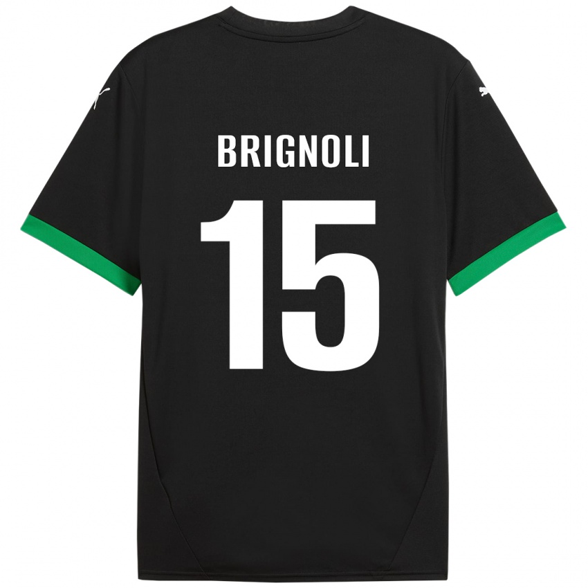 Kinderen Benedetta Brignoli #15 Zwart Donkergroen Thuisshirt Thuistenue 2024/25 T-Shirt België