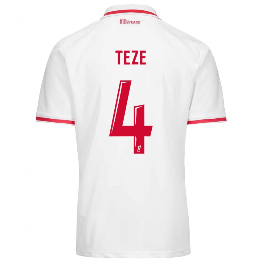 Kinderen Teze #4 Wit Rood Thuisshirt Thuistenue 2024/25 T-Shirt België