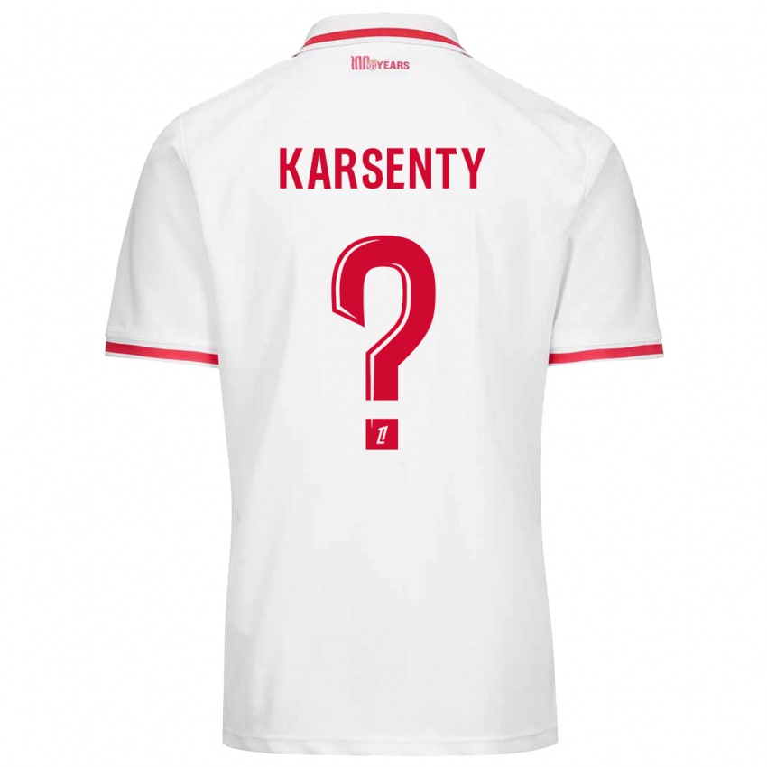 Kinderen Kylian Karsenty #0 Wit Rood Thuisshirt Thuistenue 2024/25 T-Shirt België