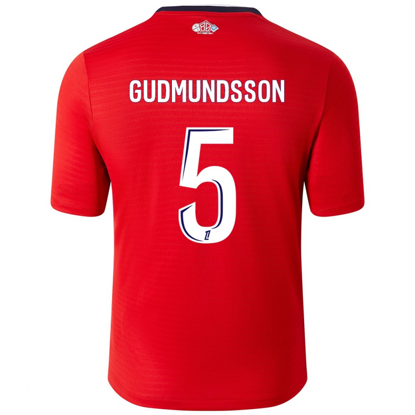 Enfant Maillot Gabriel Gudmundsson #5 Rouge Blanc Tenues Domicile 2024/25 T-Shirt Belgique