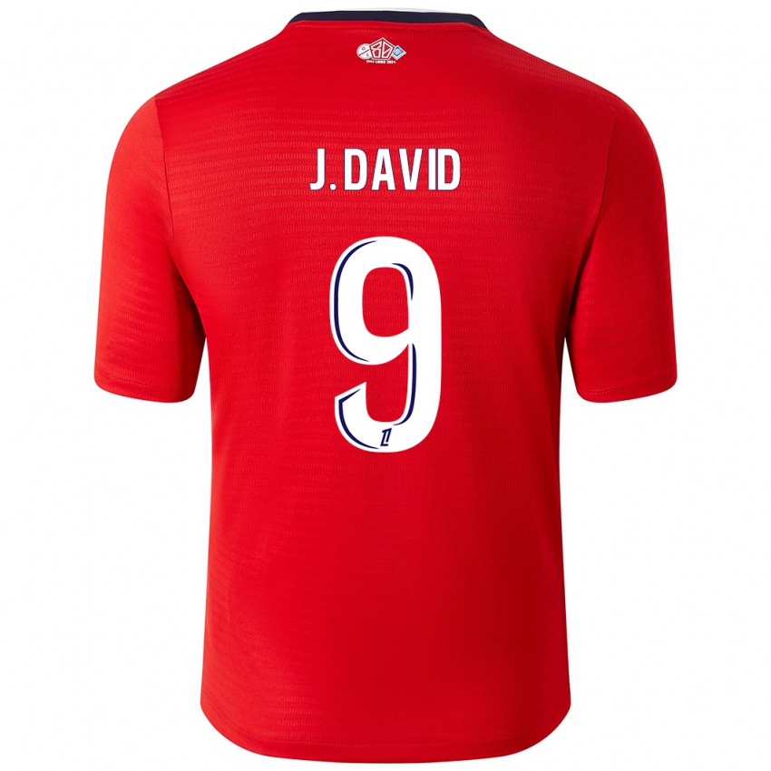 Enfant Maillot Jonathan David #9 Rouge Blanc Tenues Domicile 2024/25 T-Shirt Belgique