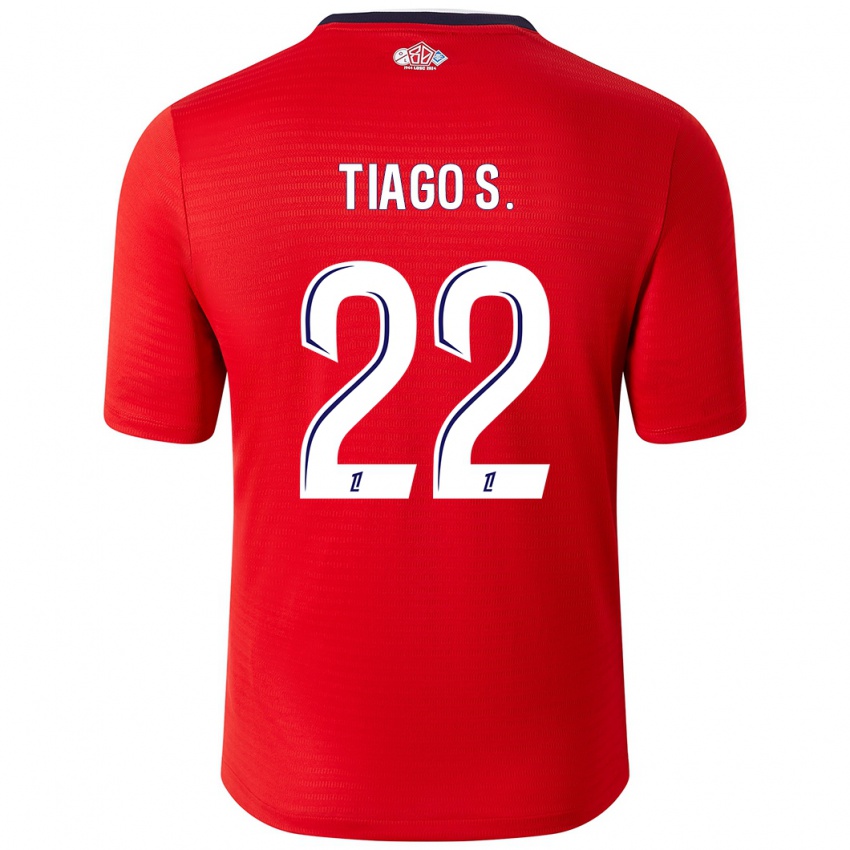 Enfant Maillot Tiago Santos #22 Rouge Blanc Tenues Domicile 2024/25 T-Shirt Belgique