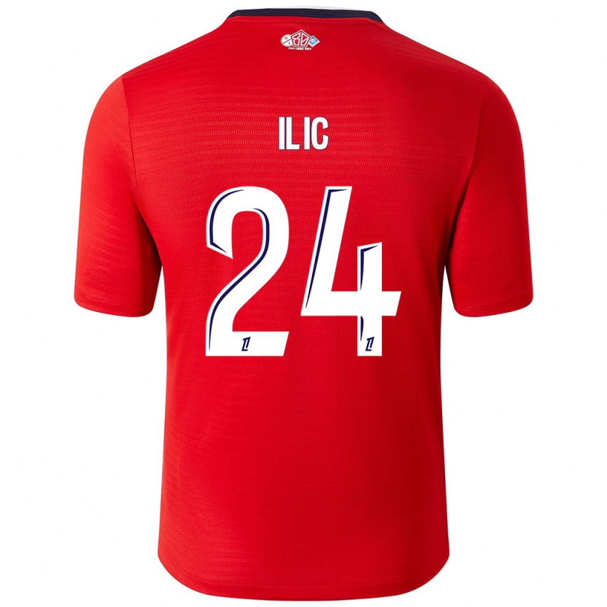 Enfant Maillot Andrej Ilic #24 Rouge Blanc Tenues Domicile 2024/25 T-Shirt Belgique