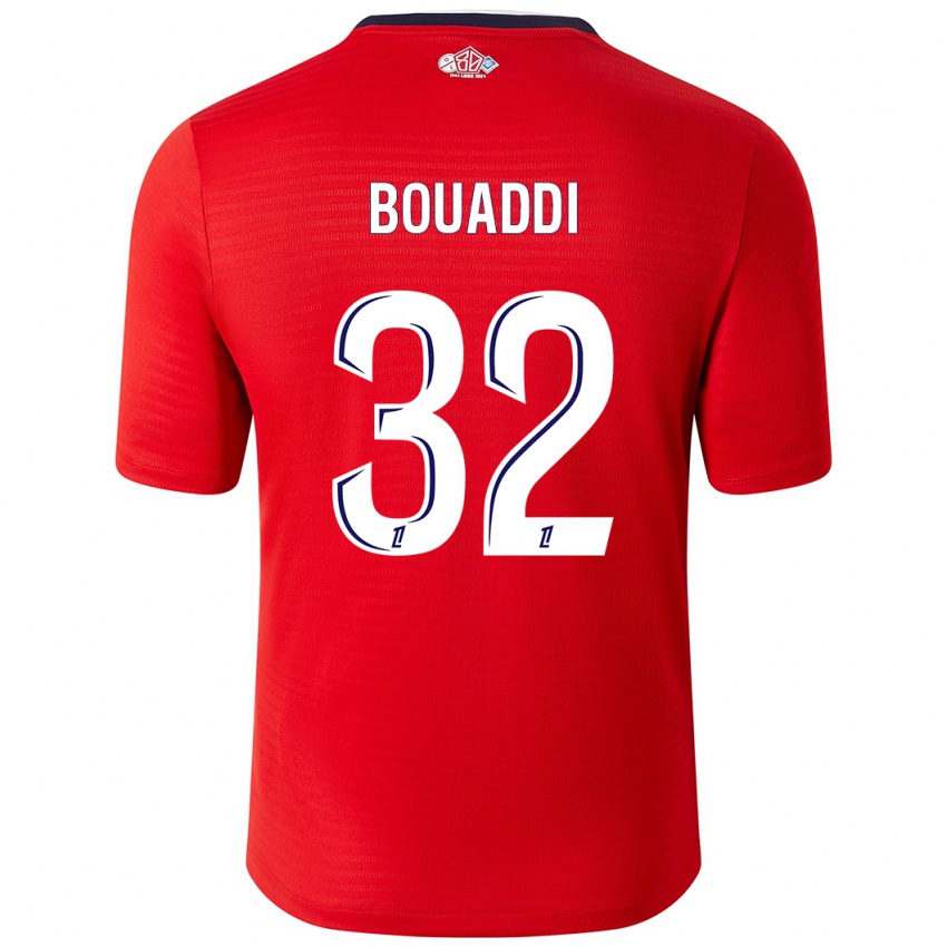 Enfant Maillot Ayyoub Bouaddi #32 Rouge Blanc Tenues Domicile 2024/25 T-Shirt Belgique