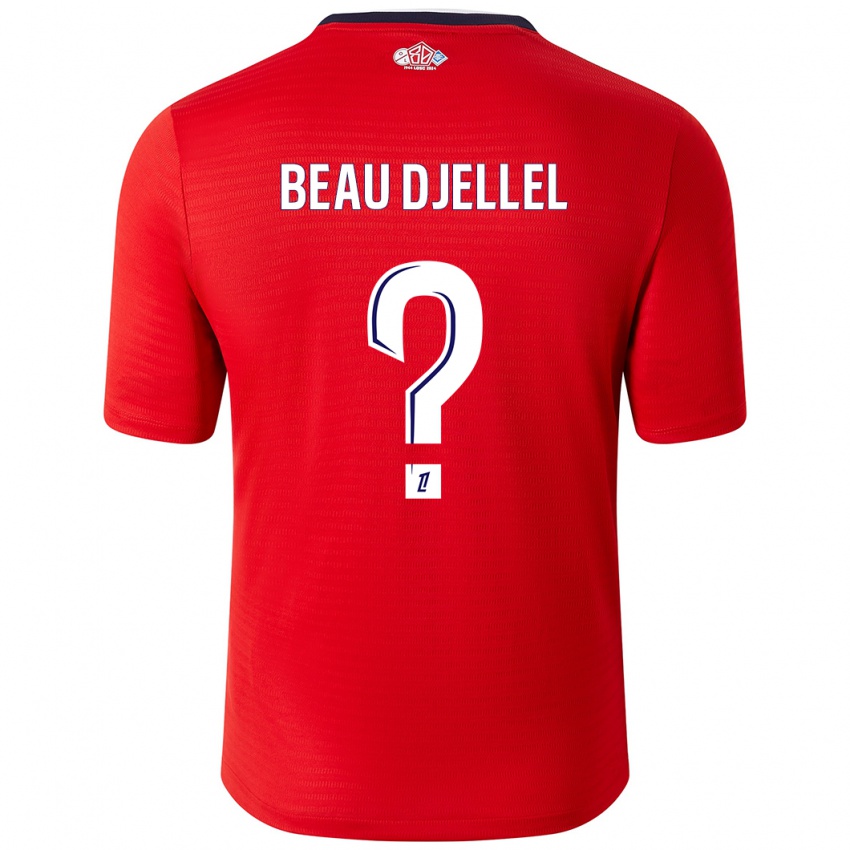 Enfant Maillot Yanis Beau Djellel #0 Rouge Blanc Tenues Domicile 2024/25 T-Shirt Belgique