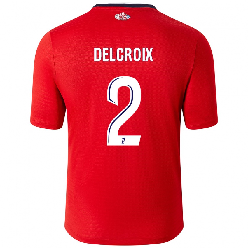 Enfant Maillot Céleste Delcroix #2 Rouge Blanc Tenues Domicile 2024/25 T-Shirt Belgique