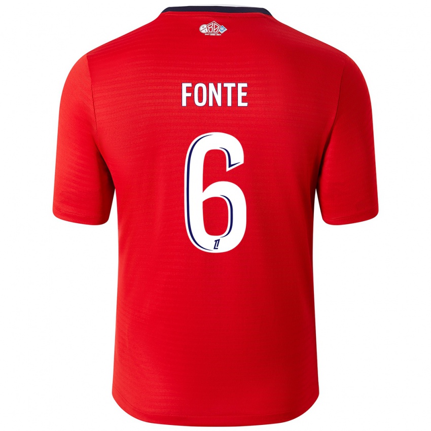 Enfant Maillot Jose Fonte #6 Rouge Blanc Tenues Domicile 2024/25 T-Shirt Belgique