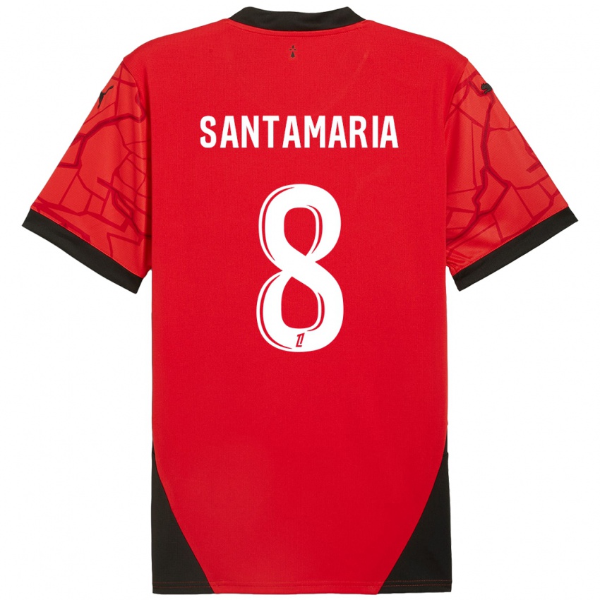 Enfant Maillot Baptiste Santamaria #8 Rouge Noir Tenues Domicile 2024/25 T-Shirt Belgique