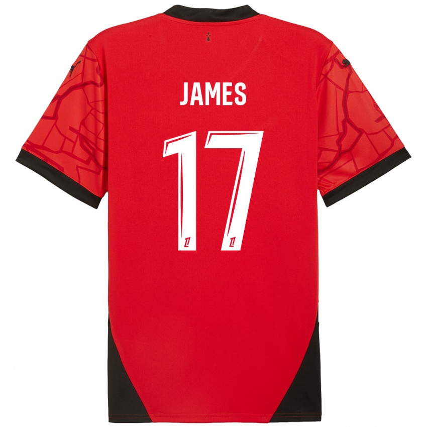 Enfant Maillot Jordan James #17 Rouge Noir Tenues Domicile 2024/25 T-Shirt Belgique