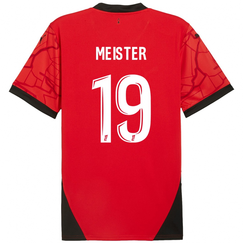 Enfant Maillot Henrik Meister #19 Rouge Noir Tenues Domicile 2024/25 T-Shirt Belgique