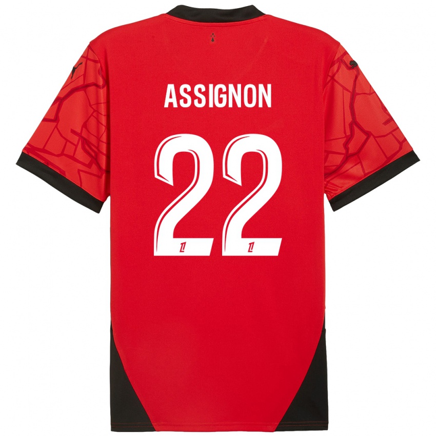 Kinderen Lorenz Assignon #22 Rood Zwart Thuisshirt Thuistenue 2024/25 T-Shirt België