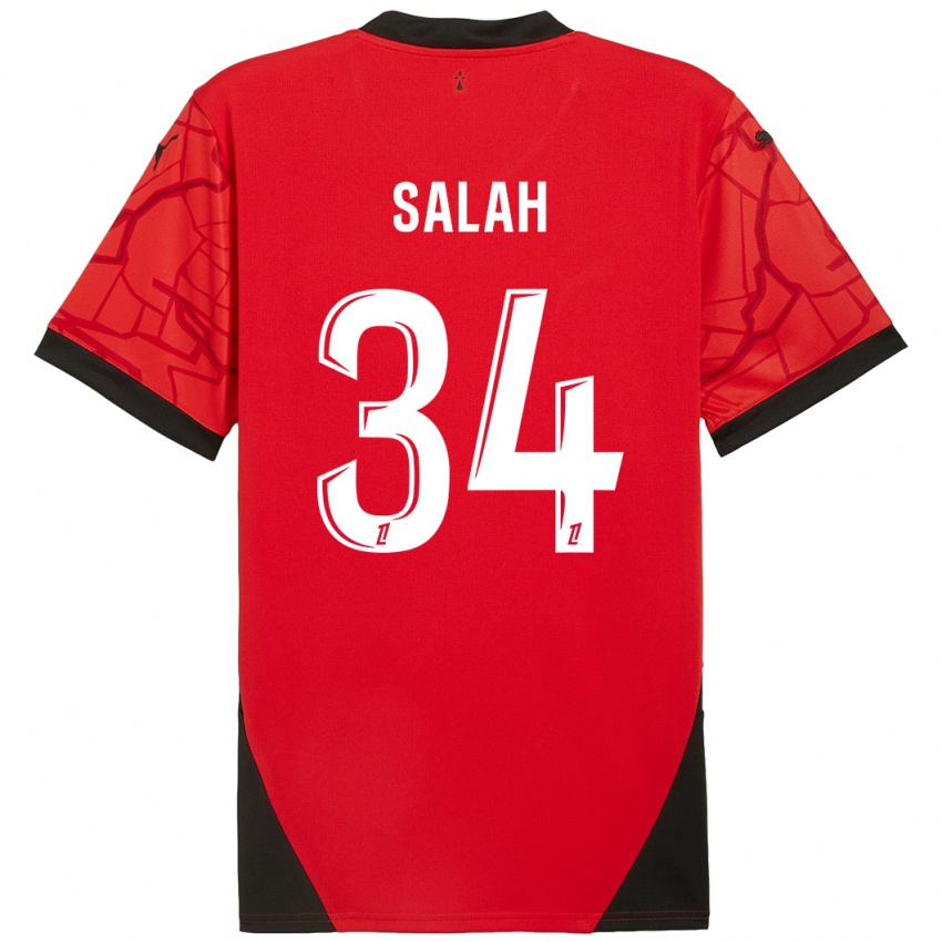 Enfant Maillot Ibrahim Salah #34 Rouge Noir Tenues Domicile 2024/25 T-Shirt Belgique