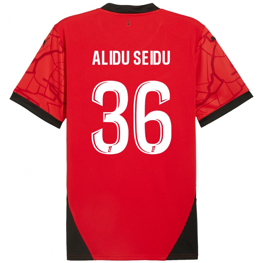 Enfant Maillot Alidu Seidu #36 Rouge Noir Tenues Domicile 2024/25 T-Shirt Belgique