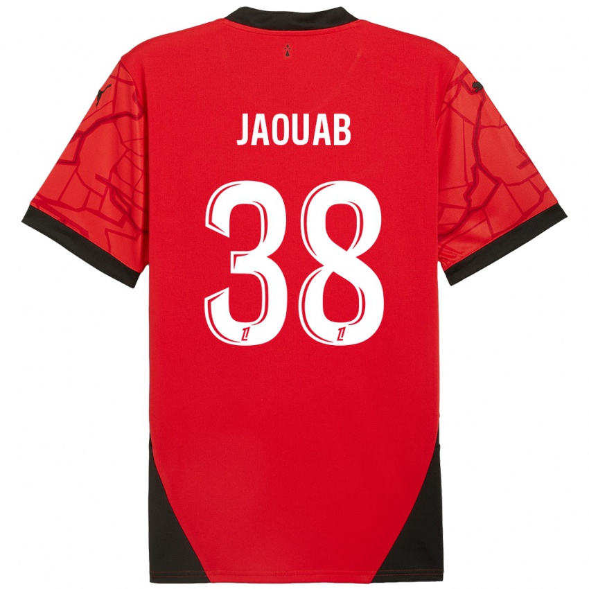 Enfant Maillot Mohamed Jaouab #38 Rouge Noir Tenues Domicile 2024/25 T-Shirt Belgique