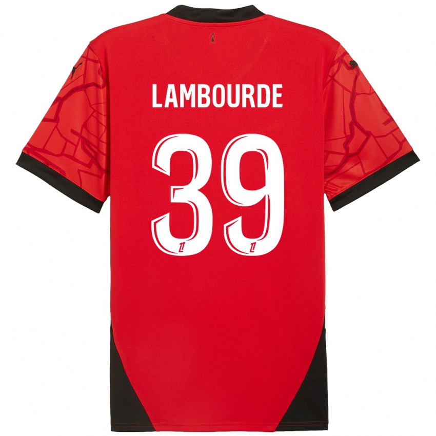 Enfant Maillot Mathis Lambourde #39 Rouge Noir Tenues Domicile 2024/25 T-Shirt Belgique