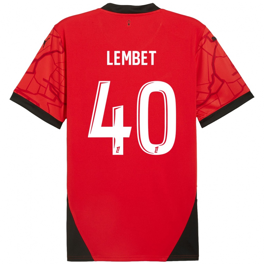 Enfant Maillot Geoffrey Lembet #40 Rouge Noir Tenues Domicile 2024/25 T-Shirt Belgique