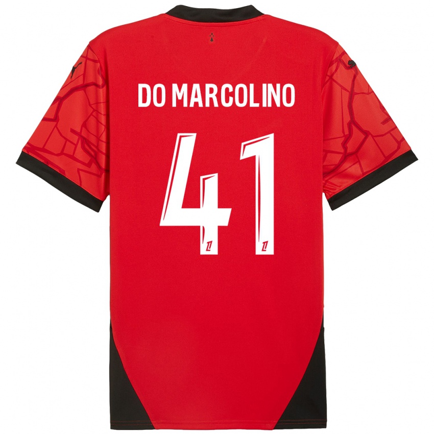 Enfant Maillot Alan Do Marcolino #41 Rouge Noir Tenues Domicile 2024/25 T-Shirt Belgique