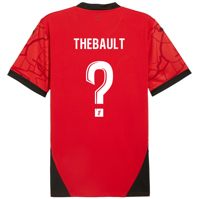 Enfant Maillot Yaël Thébault #0 Rouge Noir Tenues Domicile 2024/25 T-Shirt Belgique