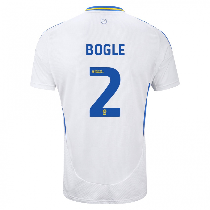 Kinder Jayden Bogle #2 Weiß Blau Heimtrikot Trikot 2024/25 T-Shirt Belgien