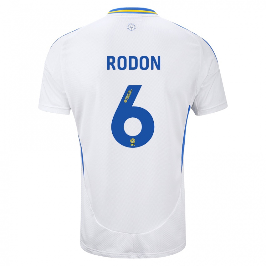 Kinder Joe Rodon #6 Weiß Blau Heimtrikot Trikot 2024/25 T-Shirt Belgien