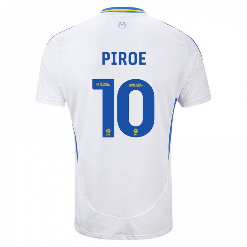 Kinder Joël Piroe #10 Weiß Blau Heimtrikot Trikot 2024/25 T-Shirt Belgien