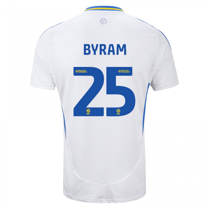 Kinder Sam Byram #25 Weiß Blau Heimtrikot Trikot 2024/25 T-Shirt Belgien