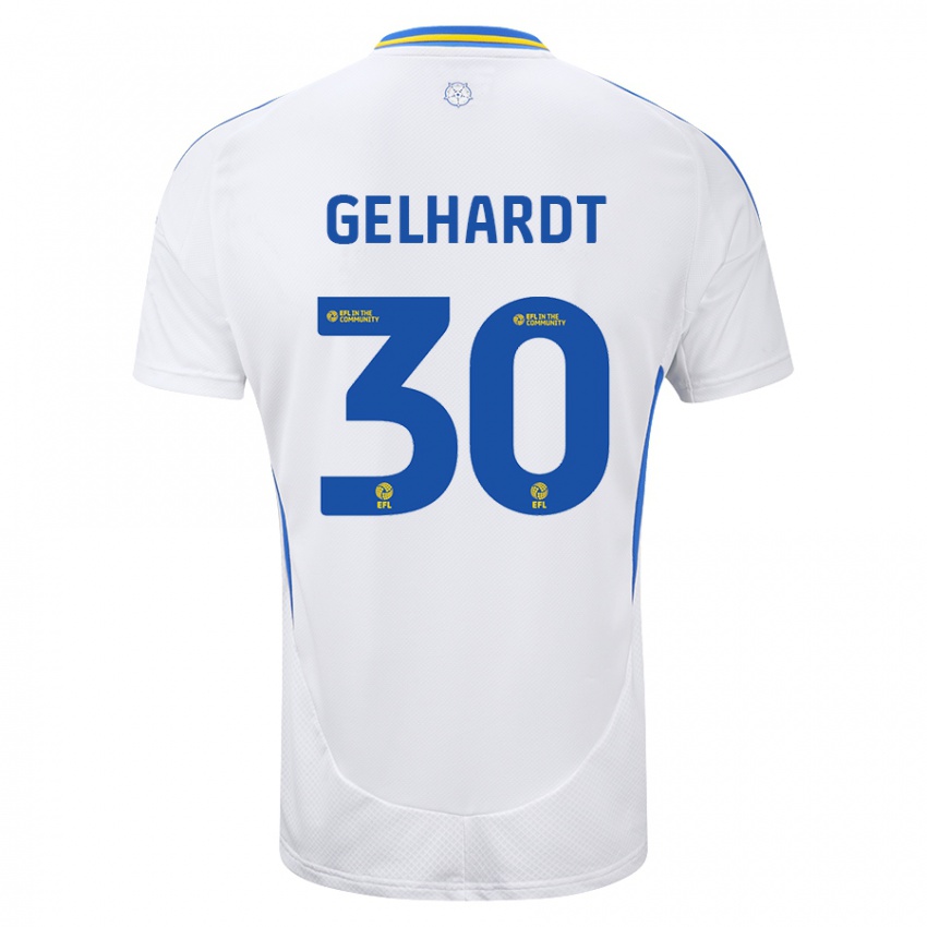 Kinder Joe Gelhardt #30 Weiß Blau Heimtrikot Trikot 2024/25 T-Shirt Belgien