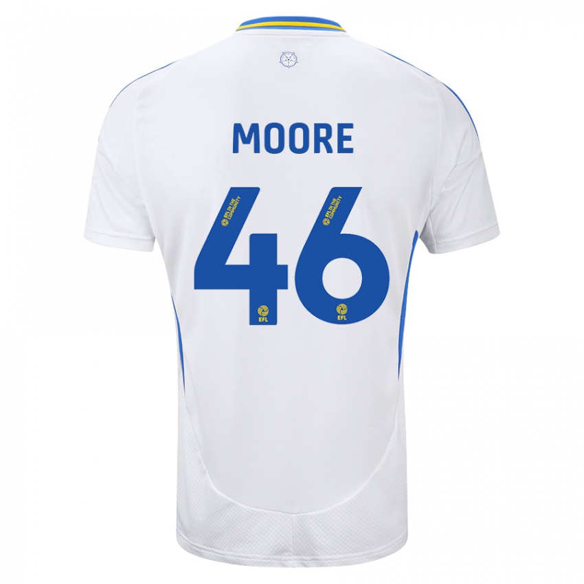 Kinderen Kris Moore #46 Wit Blauw Thuisshirt Thuistenue 2024/25 T-Shirt België