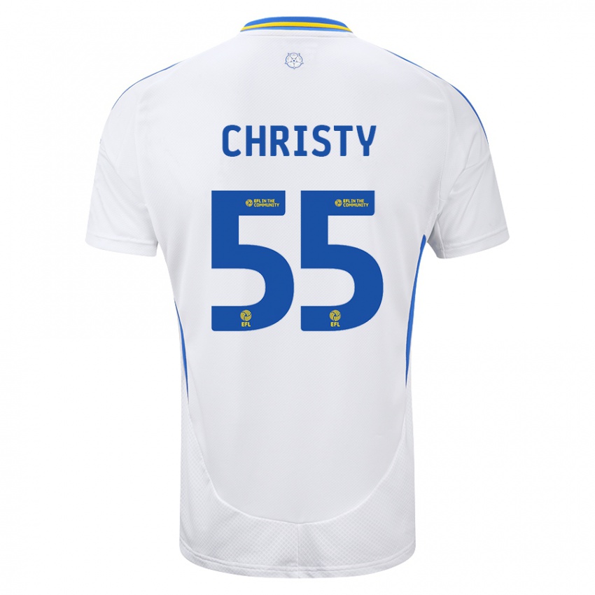 Kinderen Harry Christy #55 Wit Blauw Thuisshirt Thuistenue 2024/25 T-Shirt België