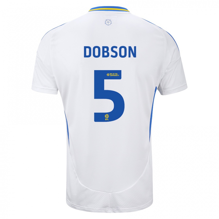 Kinderen Ellie Dobson #5 Wit Blauw Thuisshirt Thuistenue 2024/25 T-Shirt België