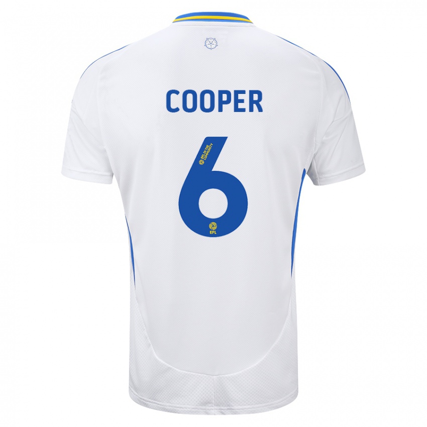 Kinder Liam Cooper #6 Weiß Blau Heimtrikot Trikot 2024/25 T-Shirt Belgien